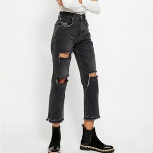 Free People High rise Black Lita Slim Leg Jeans